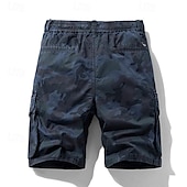 preiswerte Klassiker-Herren Cargo-Shorts Shorts mit Camouflage-Muster Shorts Sommershorts Kordelzug Elastischer Bund Mehrere Taschen Tarnung Komfort tragbar Knielang Outdoor Sport Täglich Mode Lässig Blau Khaki