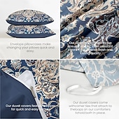 economico 100% cotone-Set di copripiumino bohemien 100% cotone biancheria da letto morbida e traspirante con fiori paisley copripiumino leggero e resistente comodo per tutte le stagioni facile da mantenere