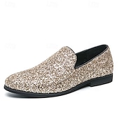 levne Pánské nazouváky a mokasíny-pánské plesové boty - zlaté třpytivé slip-on mokasíny pro okouzlující večerní nošení