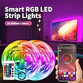 abordables Decoración y lámparas de noche-Tira de luces decorativas coloridas con control remoto por infrarrojos y aplicación de 24 teclas LED de ambiente, adecuada para iluminación de ambientes de salas de estar y dormitorios
