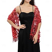 abordables enveloppes d&#039;invité de mariage-Écharpe Femme Élégant Sans manches Polyester Boléros de Mariage Avec Gland Pour Soirée Printemps &amp; Été