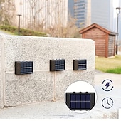 billiga Utomhuslampetter-4 st led utomhus solcellslampor stegljus 6 pärlor uteplatslampor innergård trädgård staket däck vägglampor enkel installation