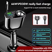 levne Nabíječky do auta-zasouvací nabíječka do auta 5v1 rychlonabíjecí adaptér do auta 12v-24v univerzální pro iphone samsung xiaomi