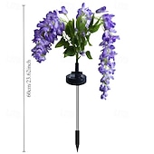 tanie Światła ścieżki i latarnie-2 szt. lamp solarnych LED na zewnątrz, lampa ogrodowa, kwiat wisteria, oświetlenie patio, wodoodporne oświetlenie LED na ścieżkę, trawnik, ogród, dziedziniec, chodnik, dekoracja świąteczna