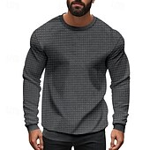 preiswerte Basic-T-Shirts-Herren T Shirt T-Shirt Langarmshirt Langarm Rundhalsausschnitt Sommer Frühling Einfach Mode Designer Basic Jacquard Urlaub Straße Ausgehen Schwarz Weiß Khaki Top T-Shirt für Herren