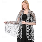 olcso Sálak és Kendők-Retró Ordító 20-as évek 1920-as évek sál Wrap Kendők A nagy Gatsby Flapper lány Flitter Rojt Női Farsang Esküvő Estély Álarcos mulatság Felnőttek Kendő