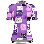 baratos Camisolas femininas-Mulheres Camisa para Ciclismo Gato Manga Curta Moto Camiseta Camisa / Roupas Para Esporte com 3 bolsos traseiros Ciclismo de Montanha Secagem Rápida Design Anatômico Capilaridade Respirável Esportes