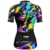 abordables Women's Jerseys-Women's Cycling Jersey Heart Gradient Short Sleeve Bike Tee Tshirt Jersey with 3 Rear Pockets Mountain Bike MTB Quick Dry Anatomic Design Wicking Breathable Sports Blue Purple Clothing Apparel