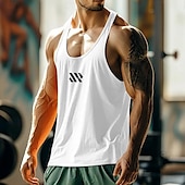 ieftine Tricouri de Sală-Bărbați Bluză Vestă Cămașă fără mâneci Tricou Gym Muscle Fără manșon În U Vară Simplu Modă Clasic Comfortabil Casual Sport Concediu Negru Alb Galben Top tricou pentru bărbați
