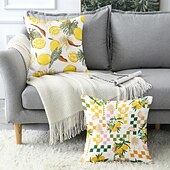 baratos estilo floral e plantas-Capa de Travesseiro Decorativa de Verão Hawaii 1PC Capa de Almofada Quadrada Macia para Quarto Sala de Estar Sofá Cadeira Fruta Limão