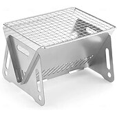 abordables Cuisine de camping-Barbecue pliant au charbon de bois, trous de ventilation faciles à installer en acier inoxydable, gril pliable pour les fêtes