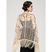levne Šály a šátky-Retro Řvoucí 20s 20. léta 20. století šátek Wrap Přehozy přes ramena Velký Gatsby Buben dívka Flitry Třásně Maškarní kostým Dámské Karneval Svatební Večerní oslava Plesová maškaráda Dospělé Šátek