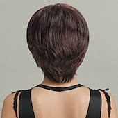 abordables Pelucas sintéticas de moda-Pelucas sintéticas Recto Heterosexual Corte asimétrico Flequillo recto Hecho a Máquina Peluca 10 pulgadas A1 Pelo sintético Mujer Fresco Clásico Cómodo Múltiples colores
