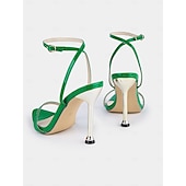 ieftine balul de absolvire-sandale stiletto cu bretele din piele lăcuită verde – tocuri înalte elegante pentru evenimente și nunți elegante