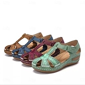 cheap Comfort Sandals-Women&#039;s Casual Comfort Sandals – Vintage Arch Support Velcro Walking Sandals with Hollow Design for Summer &amp; Outdoor Wear