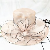 abordables Sombreros de fiesta-Sombreros Sombrero de Sol de Organza Boda Vacaciones Fiesta de Té Carrera de Caballos Cóctel Elegante Vintage Protección Solar Con Adorno Floral
