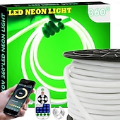 זול רצועות נורות LED-360 רצועת LED ניאון עם אפליקציית bluetooth תזמון סינכרון מוזיקה 10-132 רגל גמיש/עמיד למים/לד חבל אור שלט רחוק 23 מפתחות מתאים לבית/גן/בניין קישוט DIY decoration ac220v