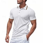 billige Klassisk poloskjorte for menn-Herre Golf skjorte Piké poloskjorter Virksomhet Avslappet Ribbet polokrage Kortermet Mote Grunnleggende Helfarge Knapper Sommer Vår &amp; Vinter Normal Mørkegrå Sjø blå Svart Hvit Lysegrønn Rød Golf