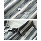 preiswerte Bügelfreie Herrenhemden-Herren Hemd Kleidhemd Knopfhemd Karomuster Hochzeit Täglich Weiß-blau &amp; schwarz gestreift Langarm Revers Frühling &amp; Herbst Bekleidung Patchwork