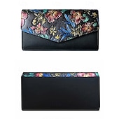 abordables Bolsos de mano y de noche-Cartera de piel sintética con estampado de mariposas y flores para mujer, con cadena, se puede llevar al hombro o cruzada, bolsillos con cremallera de varios compartimentos, adecuada para reuniones diarias y eventos de fiesta por la noche