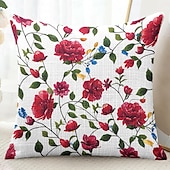 baratos estilo floral e plantas-Capa Decorativa de Almofadas com Flores Bonitas 1PC Capa de Cushion Quadrada Suave para Sofá Capa de Travesseiro para Quarto Sala de Estar