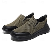 billiga Slip-ons och loafers till herrar-moderna slip-on-sneakers för män, grå mesh med elastisk slingring, snygga och bekväma urbana skor