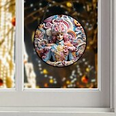 halpa seinäveistoksia-vaaleanpunainen pyöreä ikkunariippuva koriste, hauska kuningas, kuningatar, sotilasquilling-design, värikäs painettu akryylikoristemerkki parvekkeen, ikkunan ja puutarhan sisustukseen