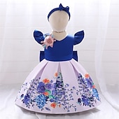billige Uformelle kjoler-Barn Jente Kjole Blomstret kjole Blomsternål i krystall Ermeløs utendørs Avslappet Drapering Mote Daglig Polyester Midi Uformell kjole Kjole med A-linje Sommer 4 år + Hvit Rosa Blå