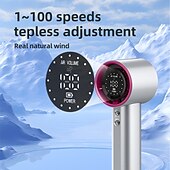 お買い得  携帯扇風機-ポータブルハイスピードファン、超強風、1-100無段階風速、LEDデジタルディスプレイ、スマートタッチコントロール、紛失防止ランヤード