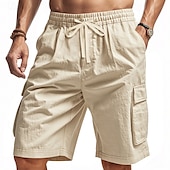 baratos Clássico-Homens Bermuda Cargo Shorts de verão Bermudas Shorts casuais Com Cordão Bolso multi Perna reta Tecido Respirável Pavio Humido Comprimento do joelho Ao ar livre Casual Corrida Moda Roupa de rua