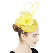 abordables Fascinators-accessoire Imitation Lin Mariage Soirée Élégant Mariage Avec Fleur Casque Couvre-chef