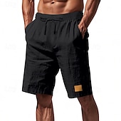 economico Classico-Per uomo Shorts Shorts di Lino Pantaloncini Estivi Shorts da Spiaggia Coulisse Elastico in vita Gamba Dritta Semplice Comodità Traspirante Lunghezza al ginocchio All&#039;aperto Quotidiano Ferie Moda