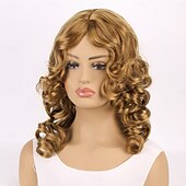 abordables Perruques de fête-Perruque Synthétique Ondulé Tissage bouclé Coupe Asymétrique Avec queue de cheval Fabriqué à la Machine Perruque 20 pouces A1 Cheveux synthétiques Femmes Classique Confortable Dégradé de couleur Blond