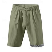 economico Classico-Per uomo Shorts Shorts di Lino Pantaloncini Estivi Shorts da Spiaggia Patchwork Coulisse Elastico in vita Semplice Comodità Traspirante Lunghezza al ginocchio All&#039;aperto Quotidiano Ferie Moda Hawaiano