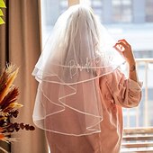 cheap Wedding Decorations-Bride to Be Veil, Double Layer Bachelorette Party Veil with Embroidered Lettering, Wedding Bridal Shower Engagement Accessories, White Tulle Hen Party Headpiece