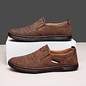 preiswerte Herrenpantoletten &amp; -slipper-Herren Slipper aus braunem Wildleder - atmungsaktive, ausgehöhlte Freizeitschuhe für Sommer und Arbeit