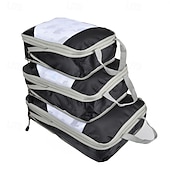 cheap Luggage &amp; Travel Storage-3-Piece Compression Packing Cubes Set for Travel Luggage Storage and Organizer, Mesh Zippered Expanding Storage Bags Set