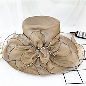 abordables Sombreros de fiesta-Sombreros Sombrero de Sol de Organza Boda Vacaciones Fiesta de Té Carrera de Caballos Cóctel Elegante Vintage Protección Solar Con Adorno Floral