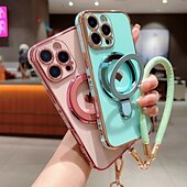 Недорогие Чехлы для iPhone-Чехол для iPhone 16e iPhone 16 Pro Max Plus iPhone 15 Pro Max Plus iPhone 14 13 12 11 Pro Max Plus Мини Защитный чехол с подставкой и ремешком ударопрочный Ретро TPU Покрытие