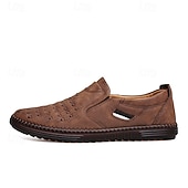 preiswerte Herrenpantoletten &amp; -slipper-Herren Slipper aus braunem Wildleder - atmungsaktive, ausgehöhlte Freizeitschuhe für Sommer und Arbeit