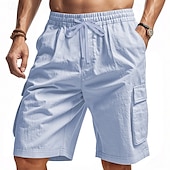 baratos Clássico-Homens Bermuda Cargo Shorts de verão Bermudas Shorts casuais Com Cordão Bolso multi Perna reta Tecido Respirável Pavio Humido Comprimento do joelho Ao ar livre Casual Corrida Moda Roupa de rua