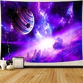 billiga Planet Tapestry-Svartljus Tapestry Glöd i Mörkret Glöd Fest UV-reaktiv Planeten Universum Trippy Dimma Natur Landskap Hängande Tapestry Väggkonst Mural för Vardagsrum Sovrum