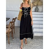 abordables Robes d&#039;été-Femme Robe mi-longue robe blanche Robe casual Robe d&#039;été Robe à enfiler Mode Moderne du quotidien Plage Fin de semaine Standard Plein Sans Manches Bretelles Fines Noir Jaune Bleu Vert Eté