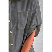 Women's Shirt Cotton Linen Shirts Button Up Blouse Plain Basic Casual Short Sleeve Shirt Collar Regular Tops Holiday Going out Buttons Pocket Black White Navy Blue Khaki Gray Summer cheap Shirts-Women's Shirt Cotton Linen Shirts Button Up Blouse Plain Basic Casual Short Sleeve Shirt Collar Regular Tops Holiday Going out Buttons Pocket Black White Navy Blue Khaki Gray Summer