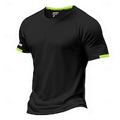 お買い得  ベーシックTシャツ-男性用 Tシャツ マッスルシャツ 半袖 クルーネック 夏 活発的 クラシック スポーツ ランニング ライトブルー ブラック ライトグリーン メンズトップTシャツ
