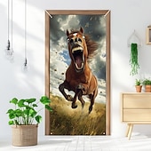 billige Dørdeksler-Morsomme dyre dekorasjoner dørdeksler hest dørtapet dørgardin dekorasjon bakgrunn innendørs/utendørs dørbanner inngangsdøren landsbygård