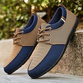 baratos Ténis para Homem-sapatos masculinos casuais com cadarço em bege e azul marinho, design exclusivo em tecido, perfeitos para o estilo e conforto do dia a dia