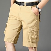 economico Classico-Per uomo Pantaloncini cargo Shorts Pantaloncini Estivi Multi-tasche Tasca con Patta Semplice Comodità Indossabile Lunghezza al ginocchio All&#039;aperto Sport Quotidiano Moda Casual Nero Giallo
