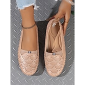 preiswerte Damenhausschuhe und -halbschuhe-Damen-Slipper mit Strasssteinen – glitzernde, ausgehöhlte flache Schuhe zum Gehen und Autofahren