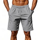 economico Classico-Per uomo Shorts Shorts di Lino Pantaloncini Estivi Shorts da Spiaggia Tasca Coulisse Elastico in vita Semplice Comodità Traspirante Lunghezza al ginocchio All&#039;aperto Casuale Quotidiano Moda Stile